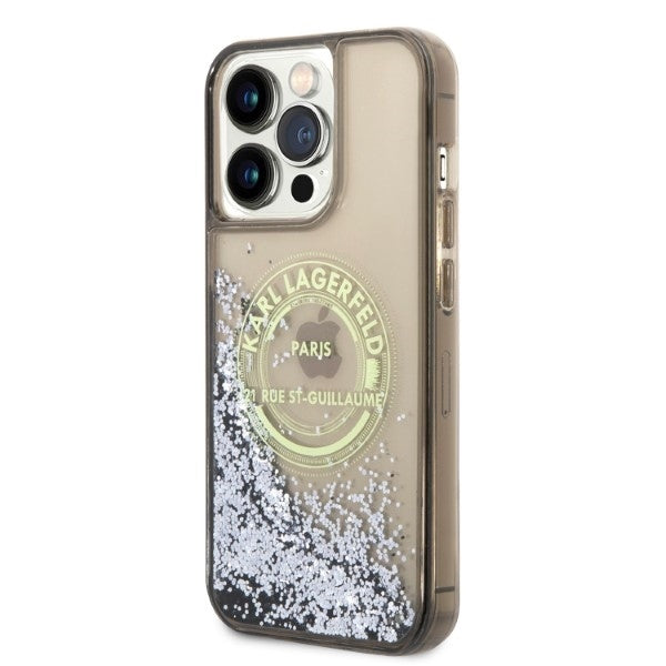 Étui pour Apple iPhone 14 Pro Max, Karl Lagerfeld, Liquid Glitter RSG, Noir