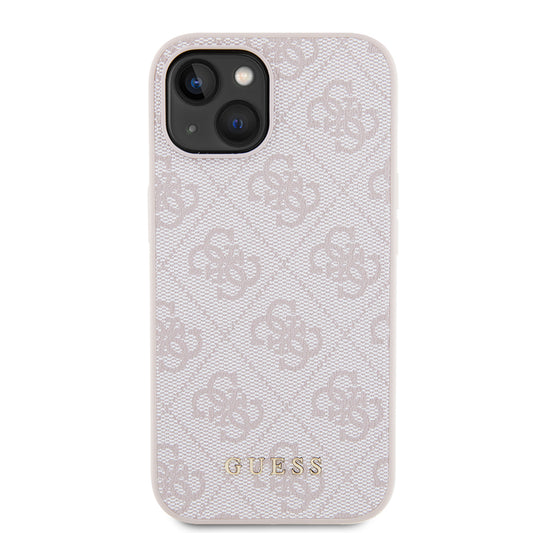 Étui pour Apple iPhone 15, Guess, Logo Or Métal 4G, Rose