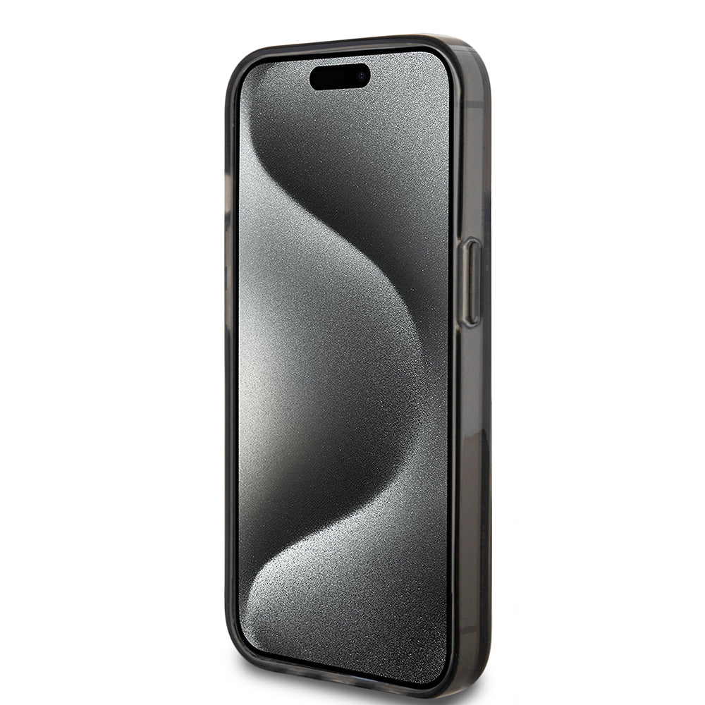 Étui pour Apple iPhone 15, Guess, Liquid Glitter Gold Stripes, Noir