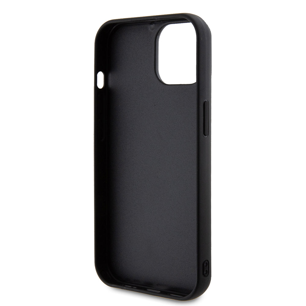 Étui pour Apple iPhone 15, Guess, Logo Métallique Matelassé, Noir