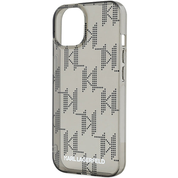 Étui pour Apple iPhone 15, Karl Lagerfeld, Monogramme de Luxe IML KL avec Sangle, Noir