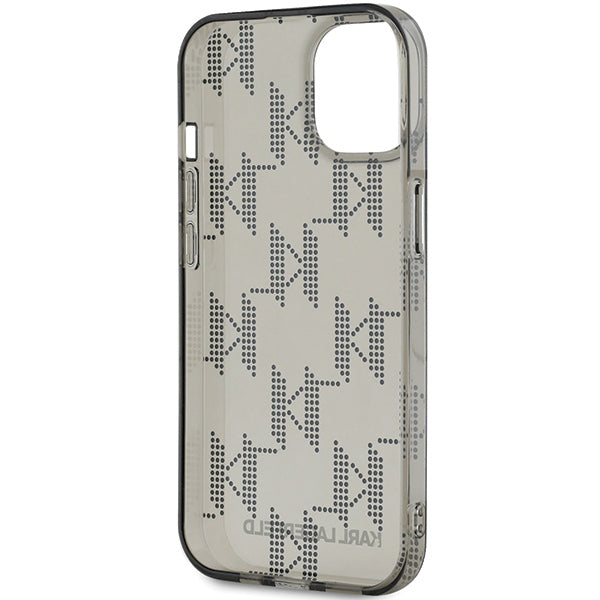 Étui pour Apple iPhone 15, Karl Lagerfeld, Monogramme de Luxe IML KL avec Sangle, Noir