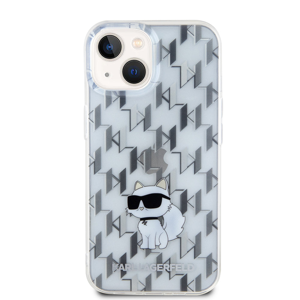 Étui pour Apple iPhone 15, Karl Lagerfeld, Monogram Choupette, Transparent