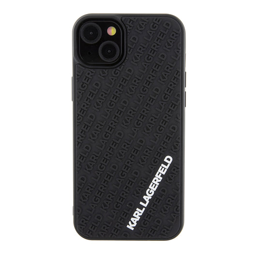 Étui pour Apple iPhone 15 Plus, Karl Lagerfeld, 3D Rubber Multi Logo, Noir