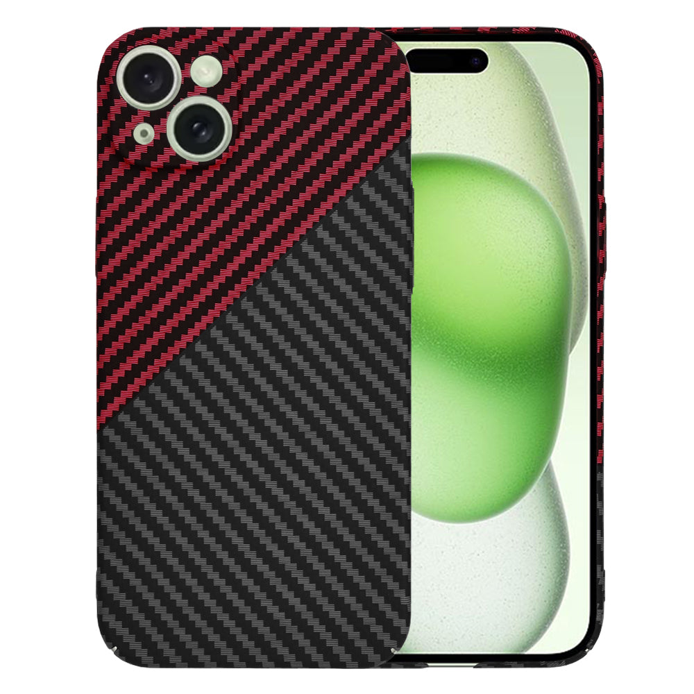Coque pour Apple iPhone 15 Plus, Techsuit, Carbonite FiberShell, Noir Rouge