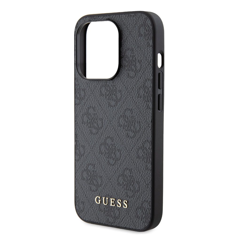 Étui pour Apple iPhone 15 Pro, Guess, Logo Or Métal 4G, Gris