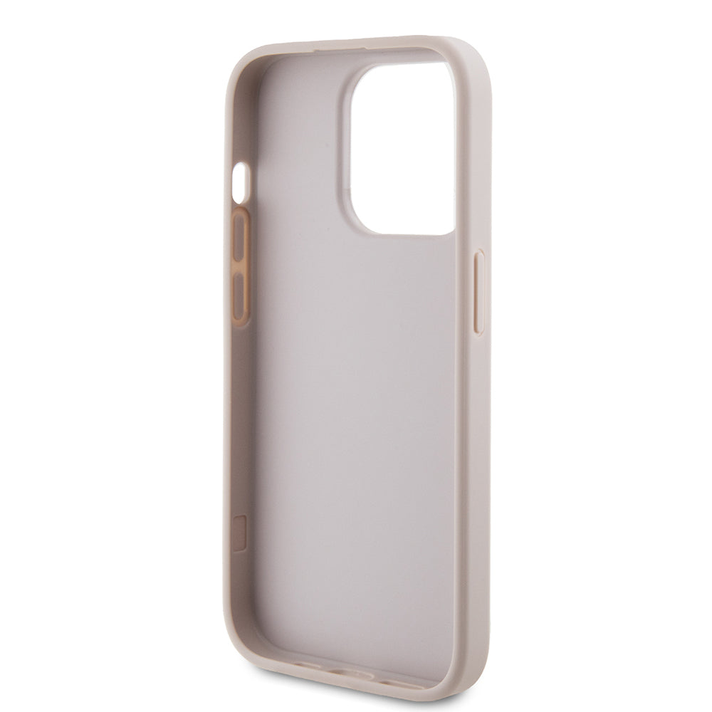 Étui pour Apple iPhone 15 Pro, Guess, Logo Métal Or 4G, Rose