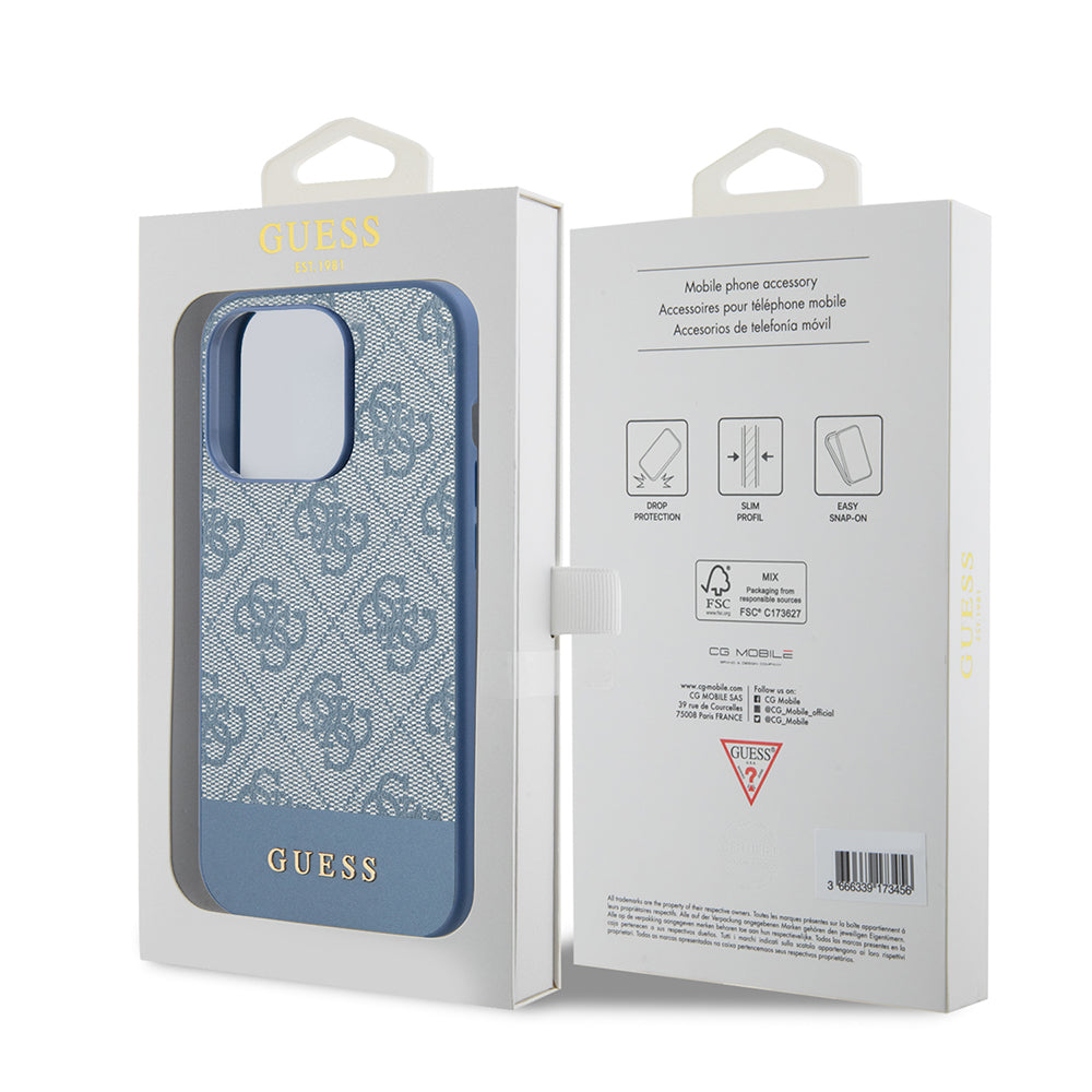 Étui pour Apple iPhone 15 Pro, Guess, 4G Stripe, Bleu