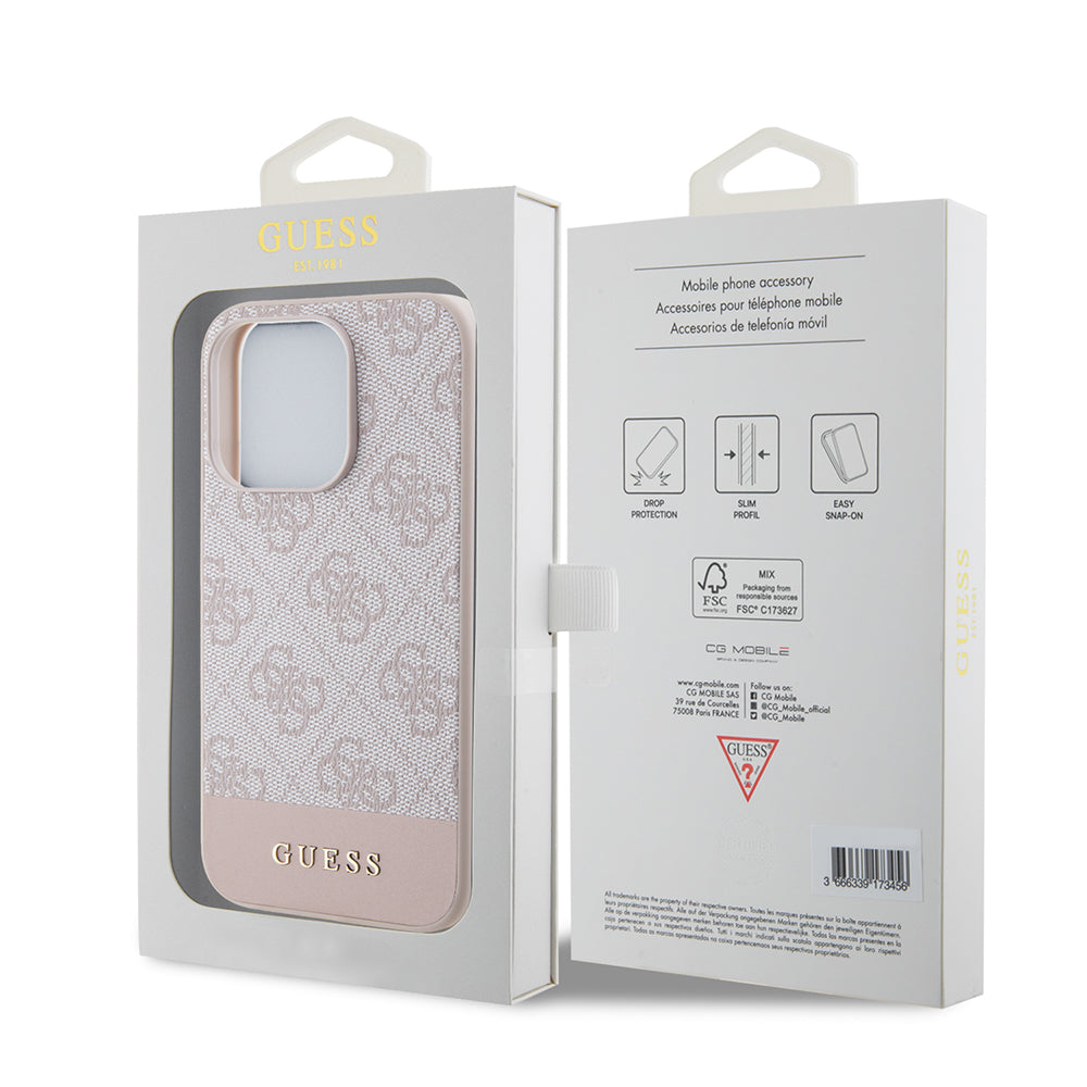 Case for Apple iPhone 15 Pro, Guess, 4G Stripe, Pink