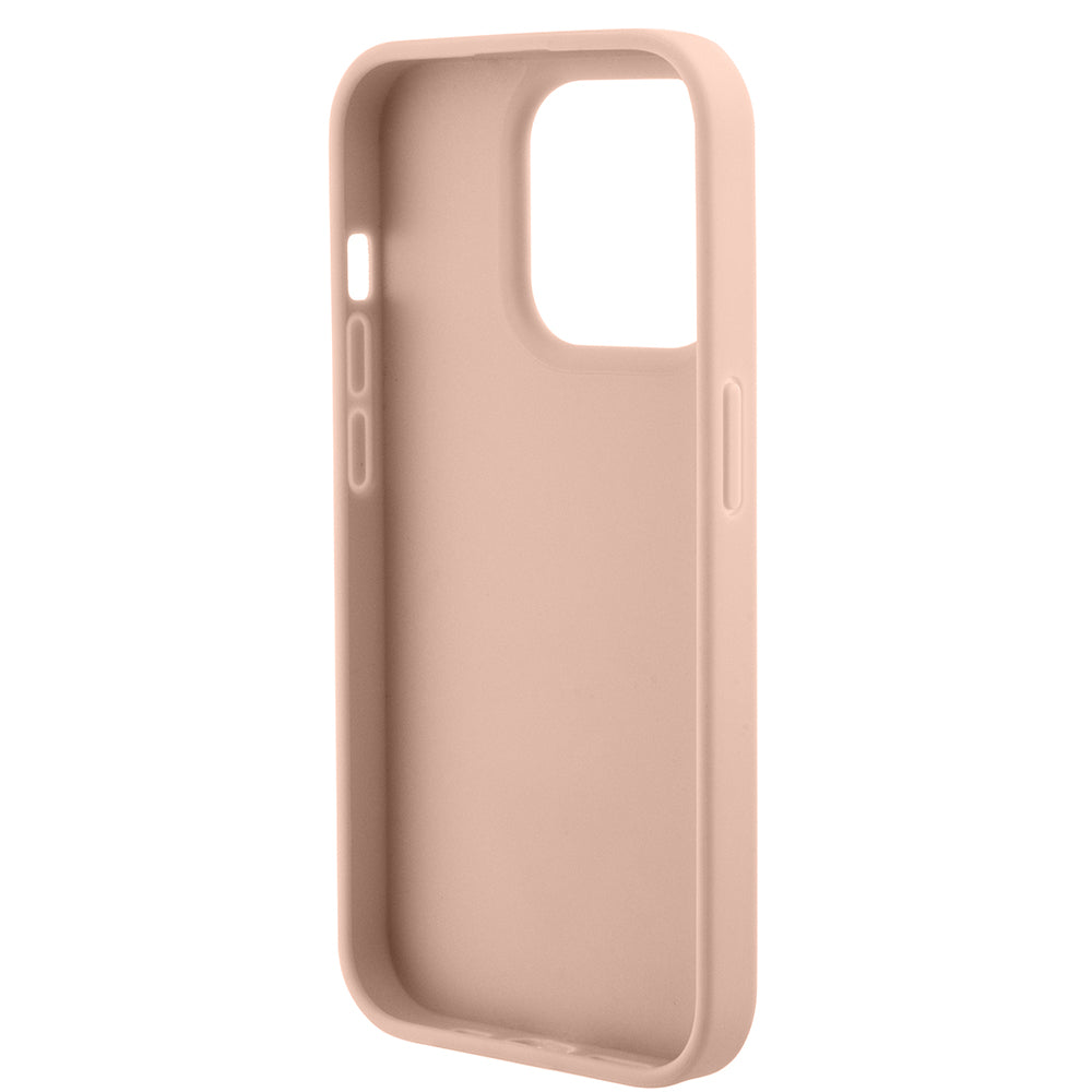 Case for Apple iPhone 15 Pro, Guess, Croco Triangle Metal Logo, Pink