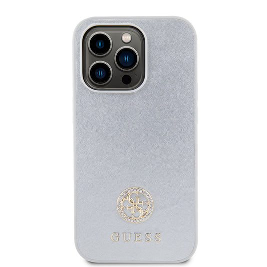 Étui pour Apple iPhone 15 Pro, Guess, Logo Métal Strass, Argenté