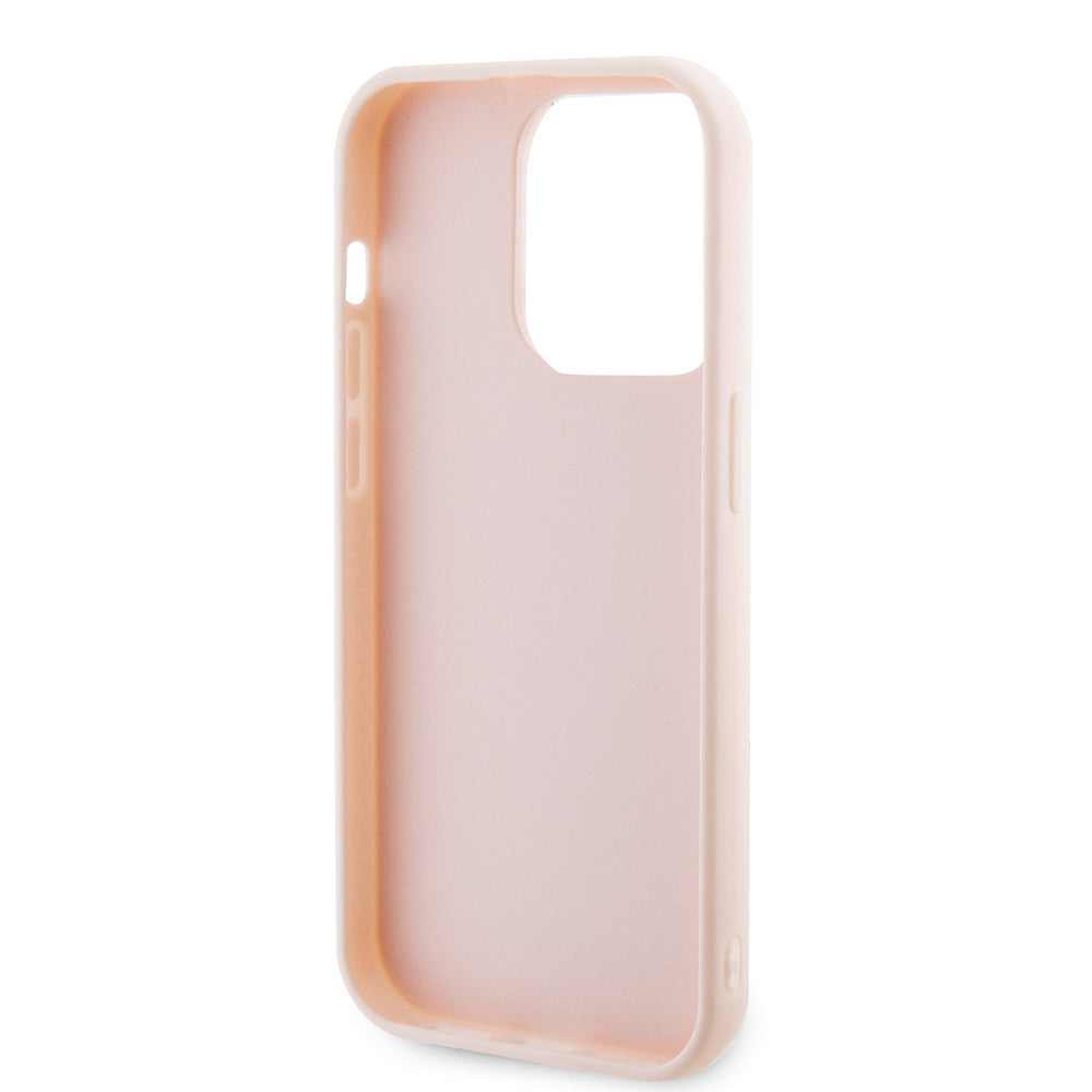Étui pour Apple iPhone 15 Pro, Karl Lagerfeld, Logo Karl en caoutchouc pailleté 3D, Rose