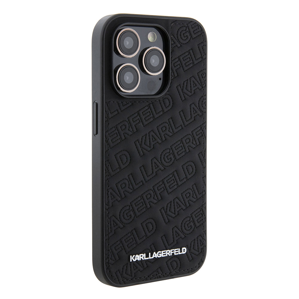 Case for Apple iPhone 15 Pro, Karl Lagerfeld, Diagonal Quilted K Pattern, Black