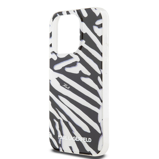 Étui pour Apple iPhone 15 Pro, Karl Lagerfeld, IML Luxury Zebra Pattern with Strap, Noir