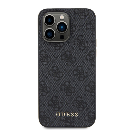 Case for Apple iPhone 15 Pro Max, Guess, 4G Metal Gold Logo, Grey