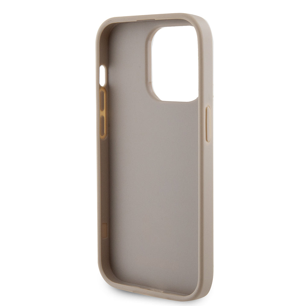Étui pour Apple iPhone 15 Pro Max, Guess, Logo Métal Strass 4G, Doré