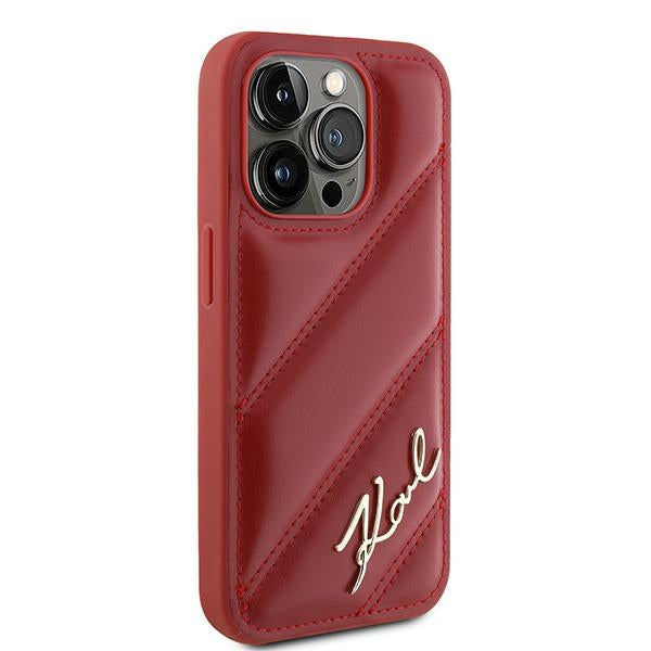 Étui pour Apple iPhone 15 Pro Max, Karl Lagerfeld, Diagonal Quilted Script, Rose