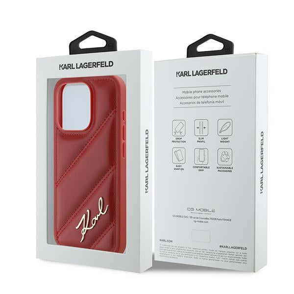 Étui pour Apple iPhone 15 Pro Max, Karl Lagerfeld, Diagonal Quilted Script, Rose