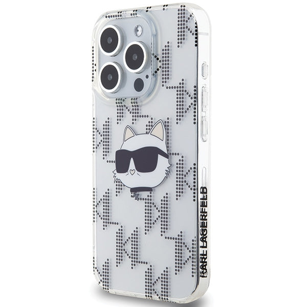 Étui pour Apple iPhone 15 Pro Max, Karl Lagerfeld, IML Electroplated Choupette Head, Transparent