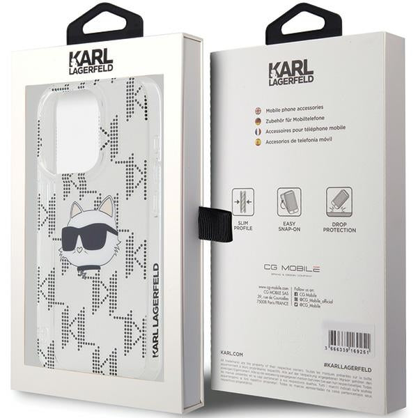 Étui pour Apple iPhone 15 Pro Max, Karl Lagerfeld, IML Electroplated Choupette Head, Transparent