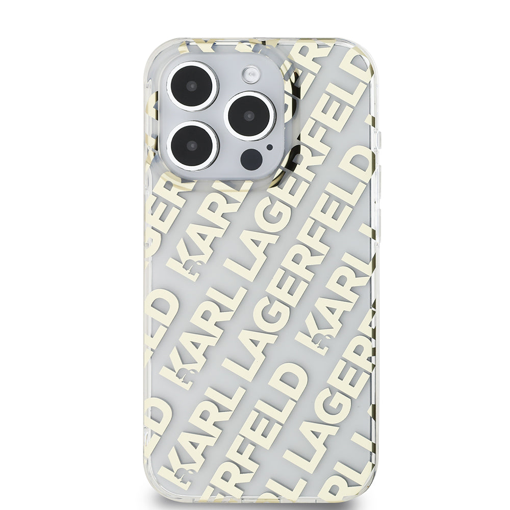 Étui pour Apple iPhone 15 Pro Max, Karl Lagerfeld, IML Luxury Gold Fullover Logo, Doré