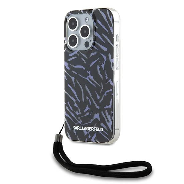 Étui pour Apple iPhone 15 Pro Max, Karl Lagerfeld, Zebra with Cord Strap, Violet