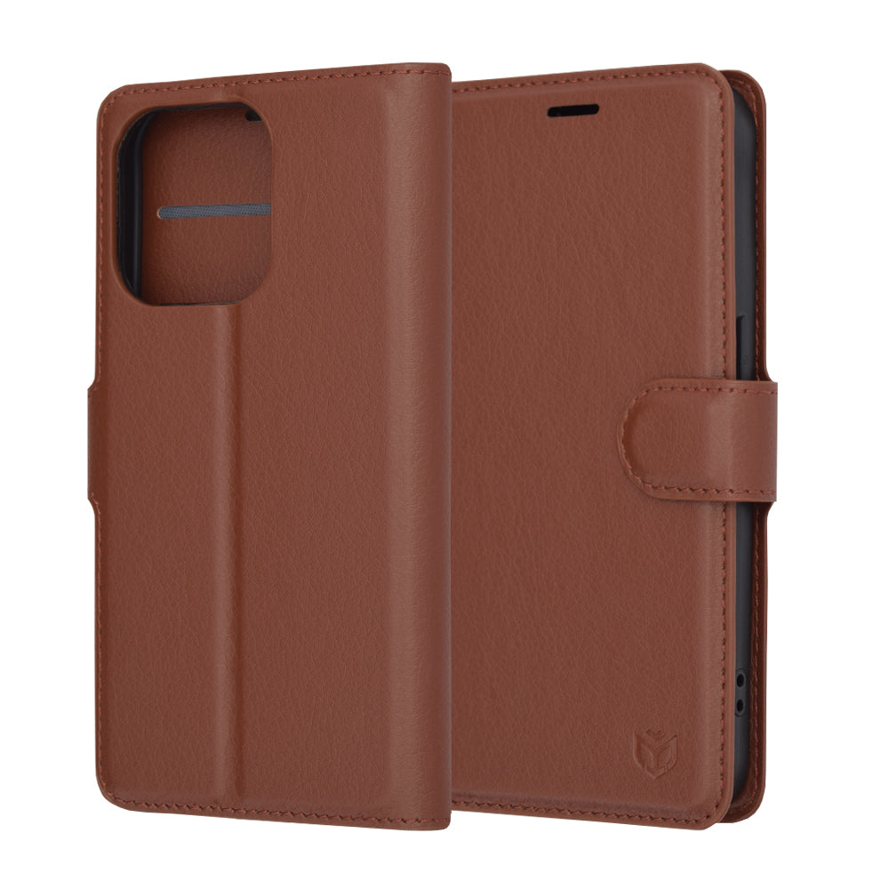 Coque pour Apple iPhone 15 Pro, Techsuit, Leather Folio, Marron