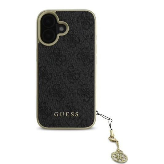 Étui pour Apple iPhone 16, Guess, 4G Charm, Noir