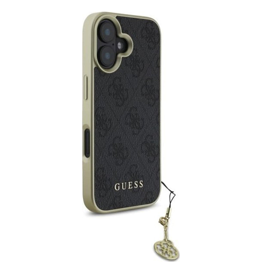 Étui pour Apple iPhone 16, Guess, 4G Charm, Noir