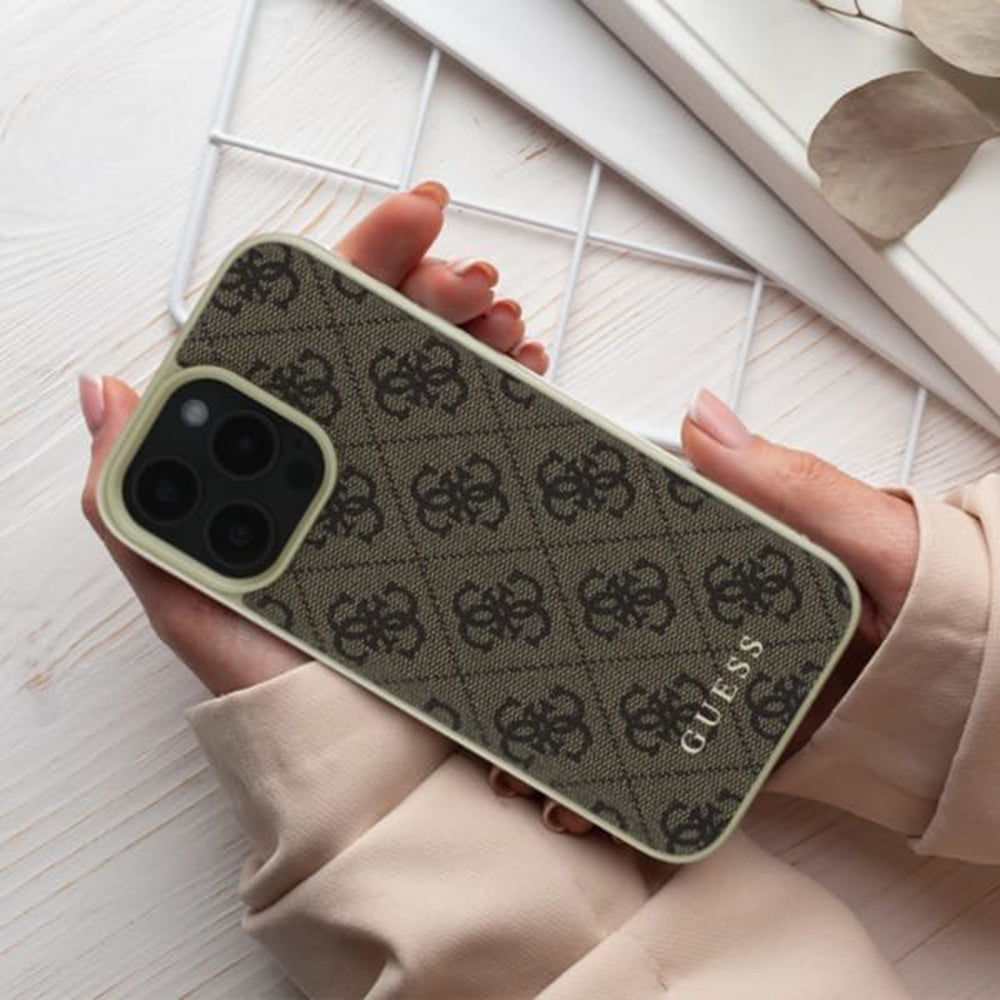 Étui pour Apple iPhone 16, Guess, 4G Charm, Noir