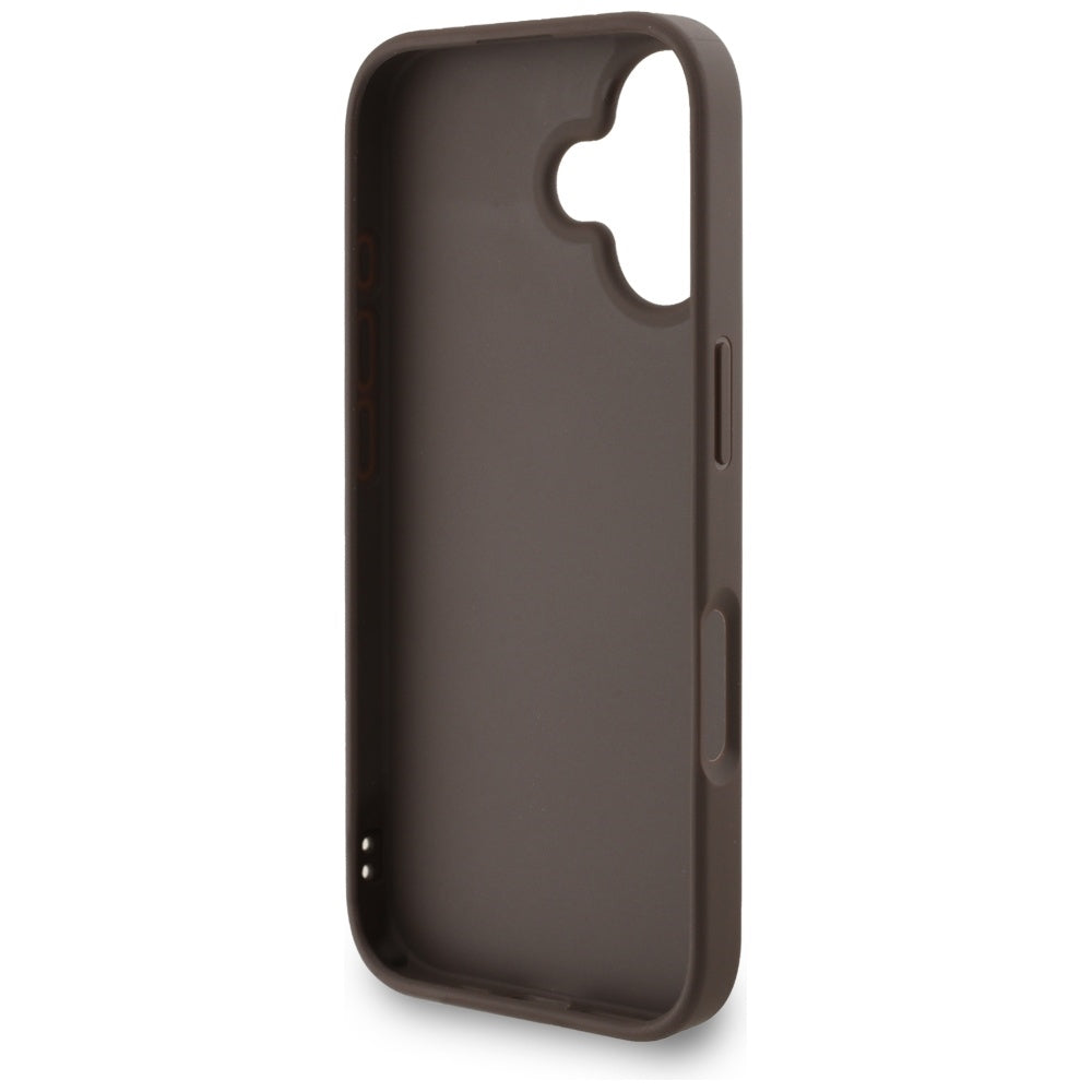Étui pour Apple iPhone 16, Guess, 4G Classic Logo avec sangle, Marron
