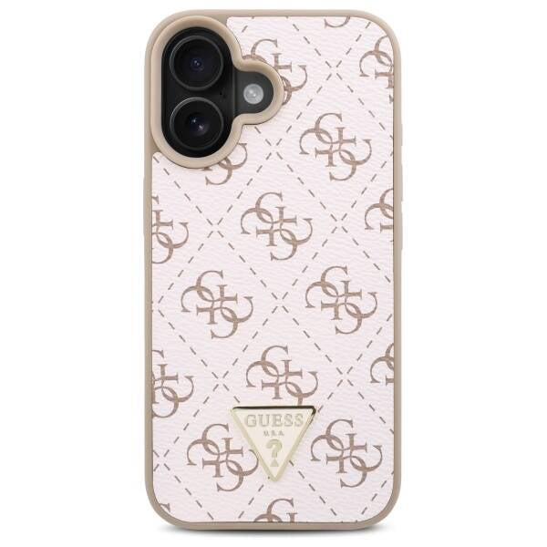 Étui pour Apple iPhone 16, Guess, logo Triangle 4G, Blanc