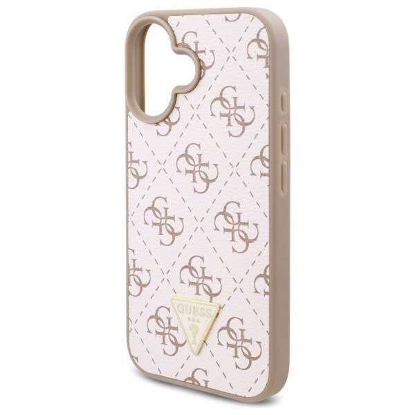 Étui pour Apple iPhone 16, Guess, logo Triangle 4G, Blanc