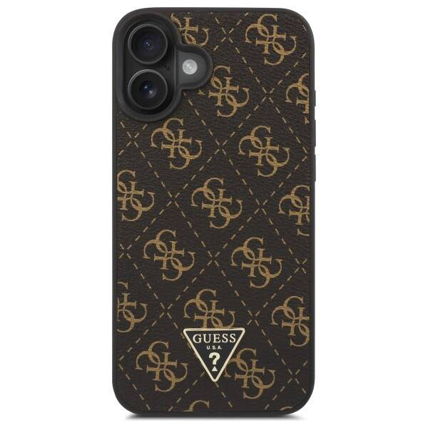 Étui pour Apple iPhone 16, Guess, logo Triangle 4G, Noir