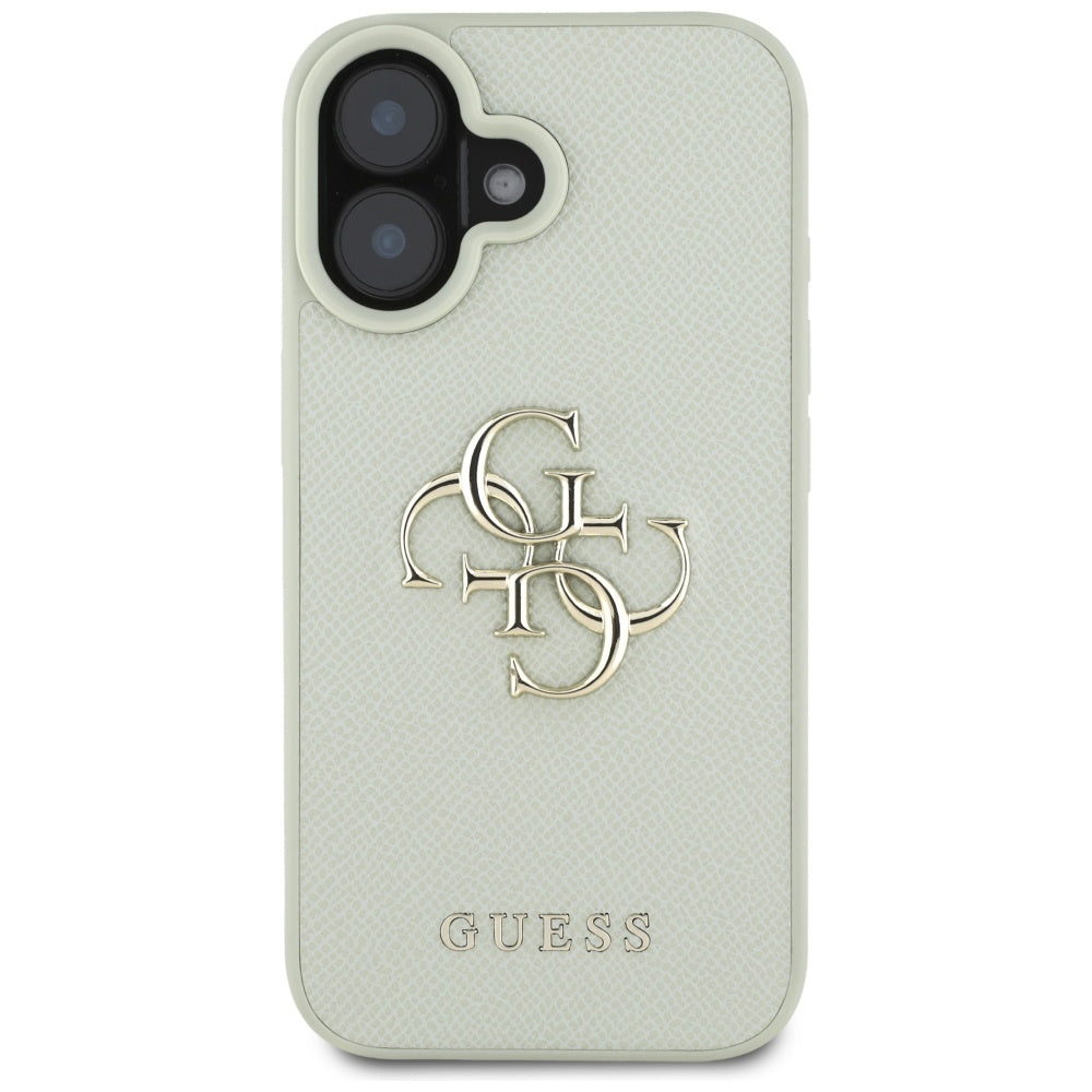 Étui pour Apple iPhone 16, Guess, Grained Big 4G Logo Small Classic Logo, Vert