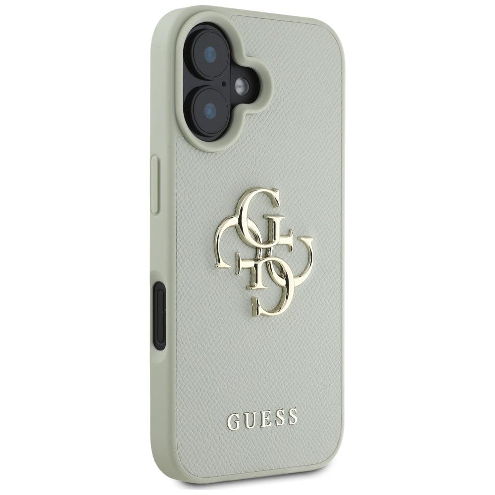 Étui pour Apple iPhone 16, Guess, Grained Big 4G Logo Small Classic Logo, Vert