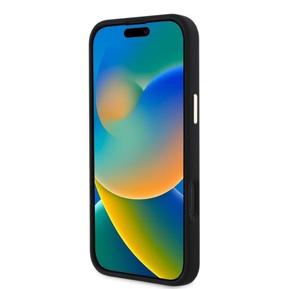 Étui pour Apple iPhone 16, Guess, Logo Strass 4G, Noir