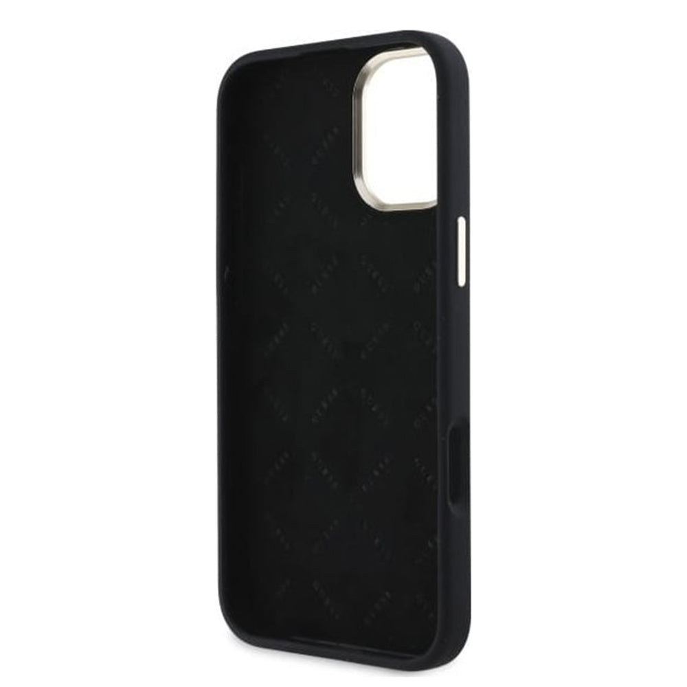 Étui pour Apple iPhone 16, Guess, Logo Strass 4G, Noir