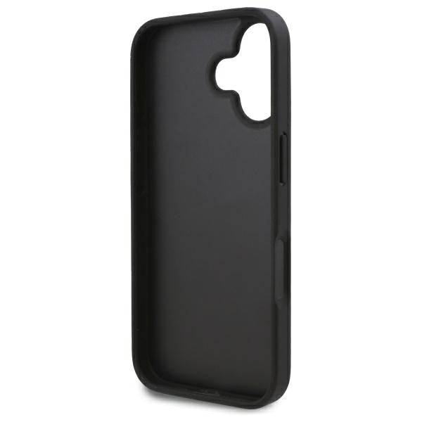 Étui pour Apple iPhone 16, Karl Lagerfeld, Monogramme avec emplacements pour cartes, Noir