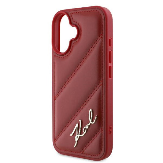 Étui pour Apple iPhone 16, Karl Lagerfeld, Diagonal Quilted Script, Rose