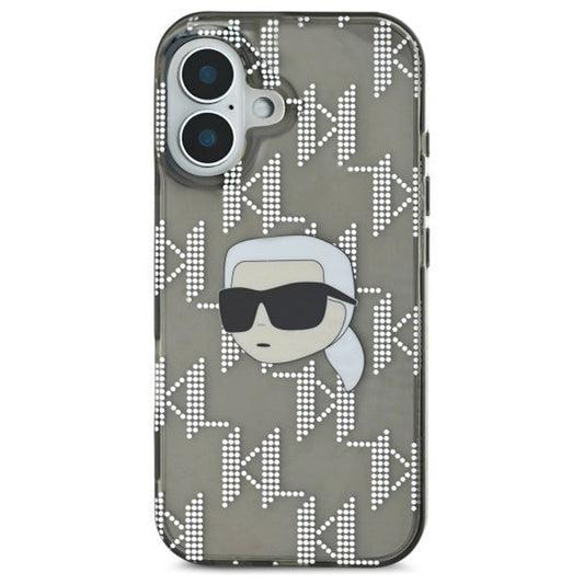 Étui pour Apple iPhone 16, Karl Lagerfeld, IML Luxury Electroplated Karl's Head, Noir