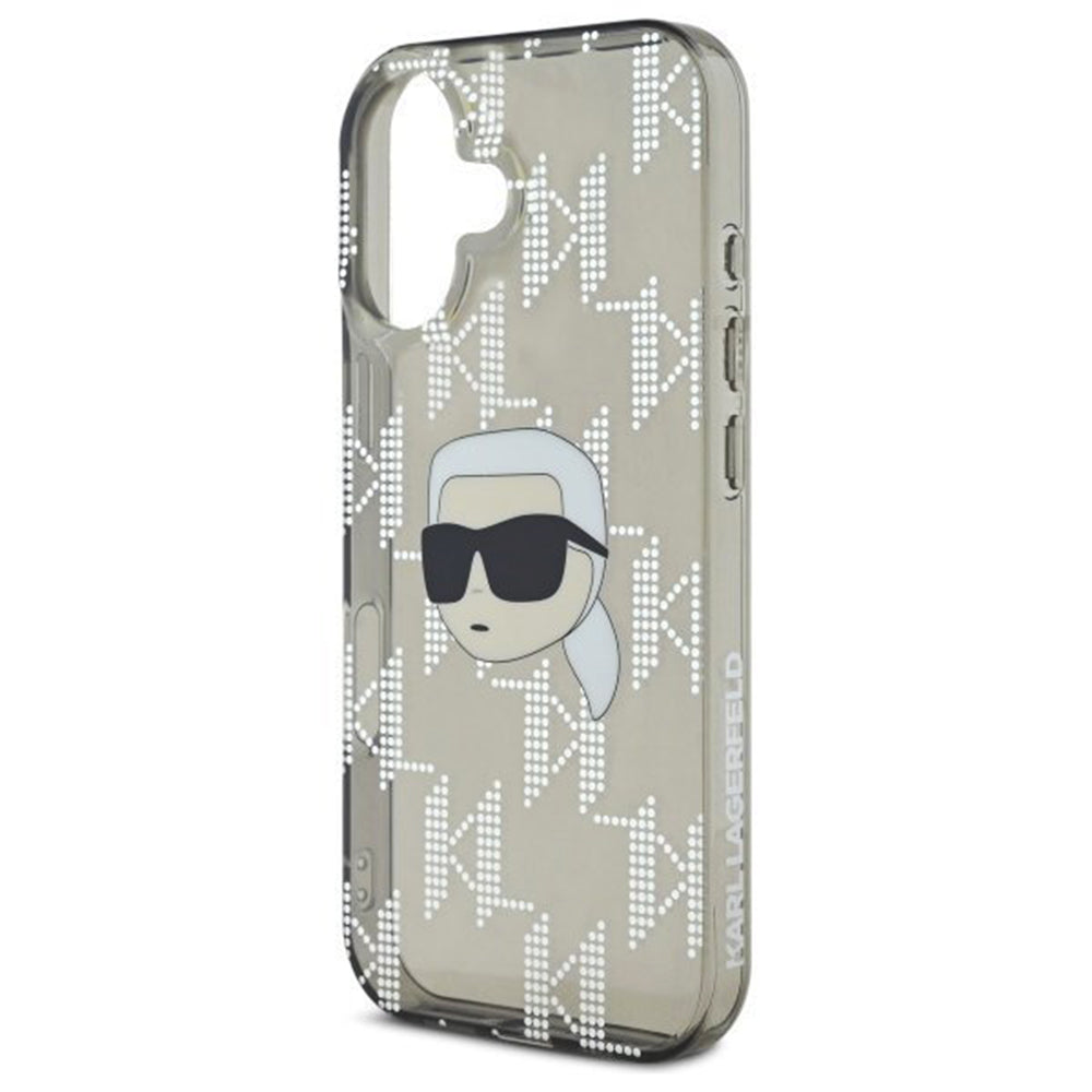 Étui pour Apple iPhone 16, Karl Lagerfeld, IML Luxury Electroplated Karl's Head, Noir