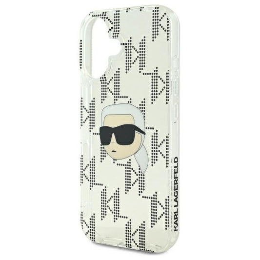 Étui pour Apple iPhone 16, Karl Lagerfeld, IML Luxury Electroplated Karl's Head, Transparent