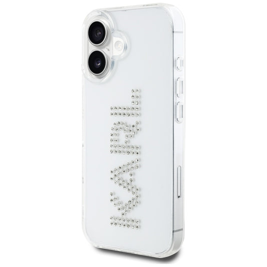 Étui pour Apple iPhone 16, Karl Lagerfeld, Logo Transparent IML Rhinestones, Transparent