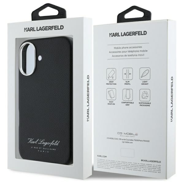 Étui pour Apple iPhone 16, Karl Lagerfeld, RSG, Noir