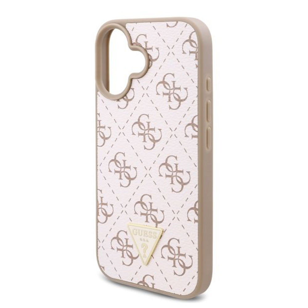 Étui pour Apple iPhone 16 Plus, Guess, logo Triangle 4G, Blanc.