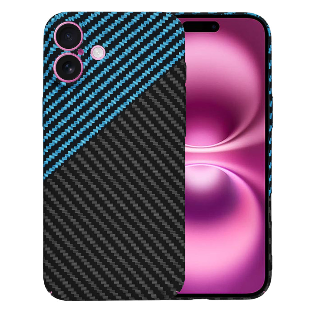 Coque pour Apple iPhone 16 Plus, Techsuit, Carbonite FiberShell, Noir Bleu