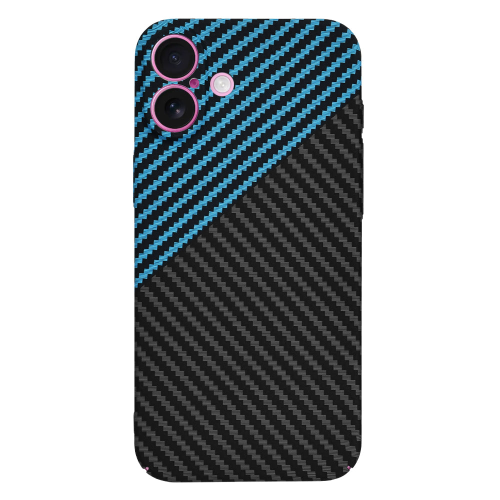 Coque pour Apple iPhone 16 Plus, Techsuit, Carbonite FiberShell, Noir Bleu