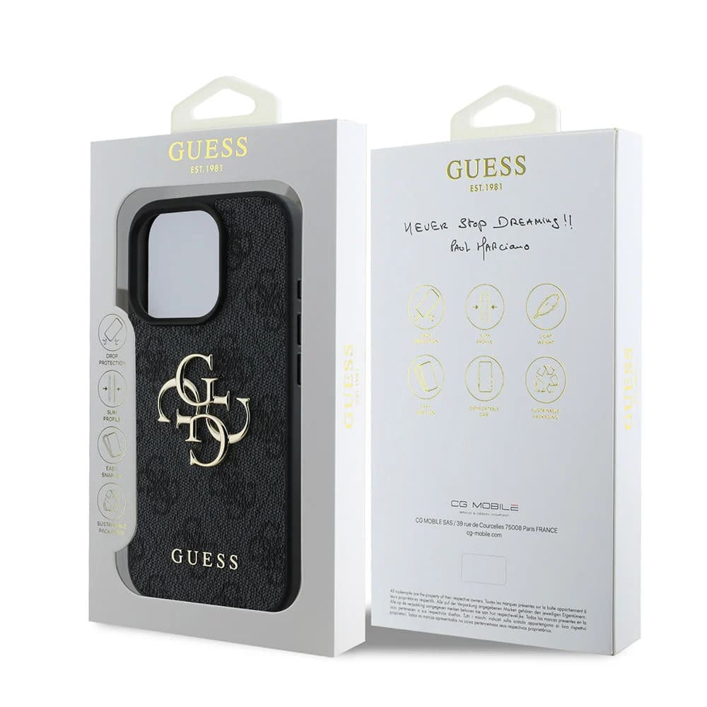 Étui pour Apple iPhone 16 Pro, Guess, 4G Big Logo, Noir