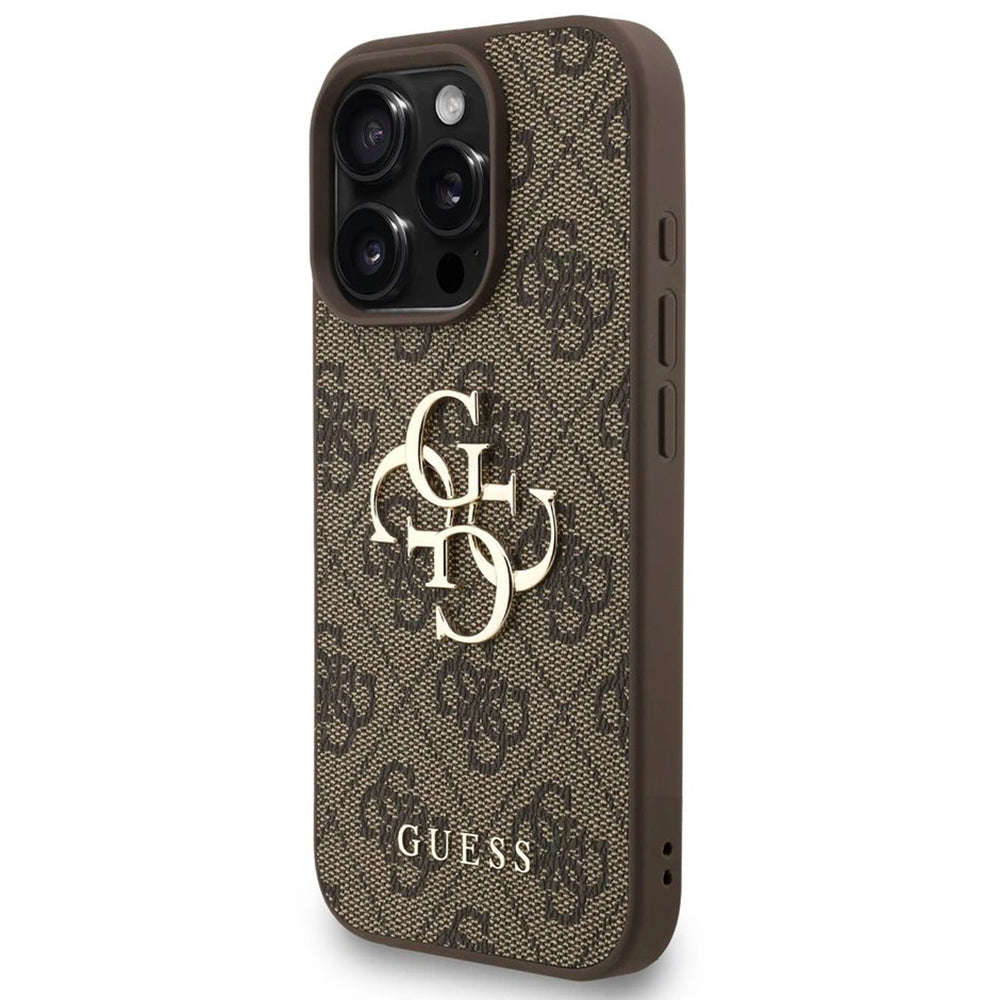 Étui pour Apple iPhone 16 Pro, Guess, 4G Classic Logo avec sangle, Marron